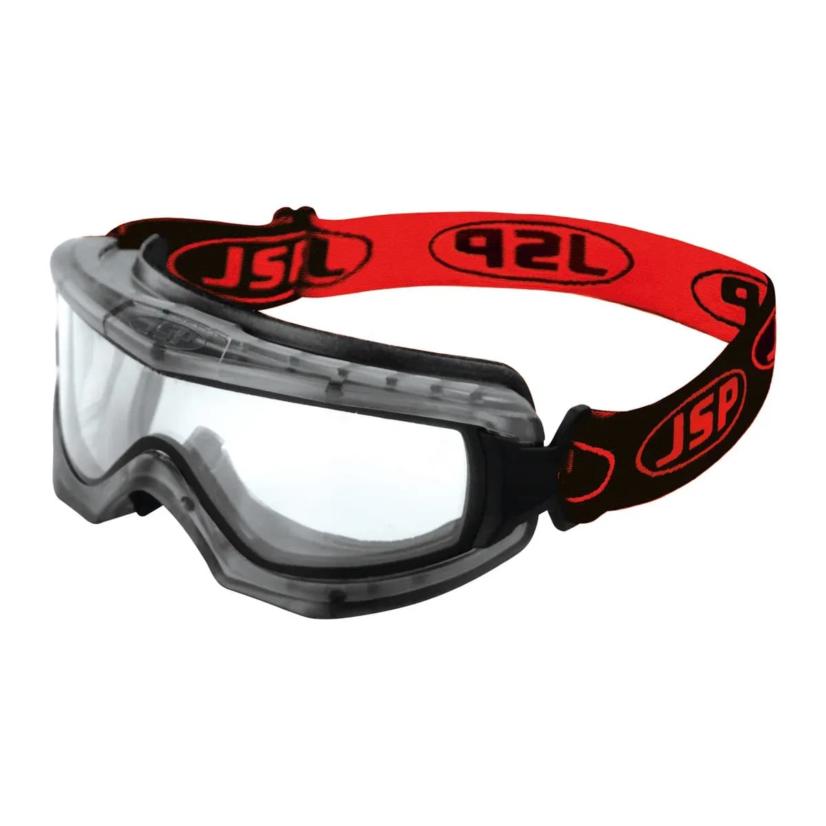 EVO® Double Lens Safety Goggles - Clear Anti-scratch/Anti-mist Lens - Black / Red Strap
