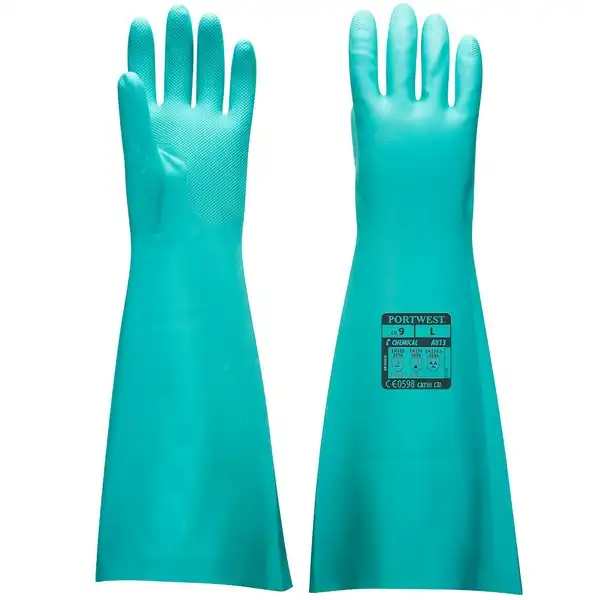 A813 Extended Length Nitrile Gauntlet | Portwest